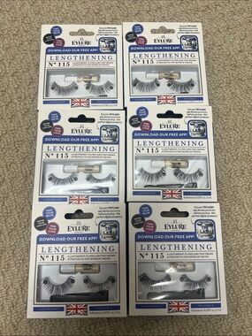 6 NIB Eylure London EyeLashes Lengthening  #115 Reusable includes adhesive